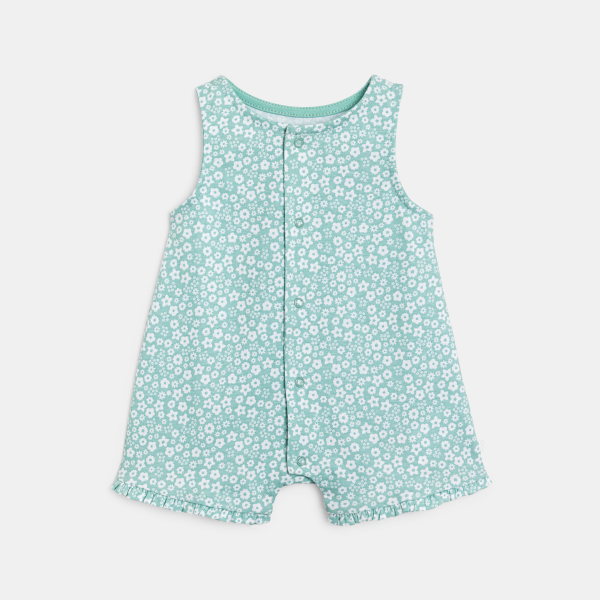 أفرول قصير زهري أزرق اللون للطفلة الرضيعة